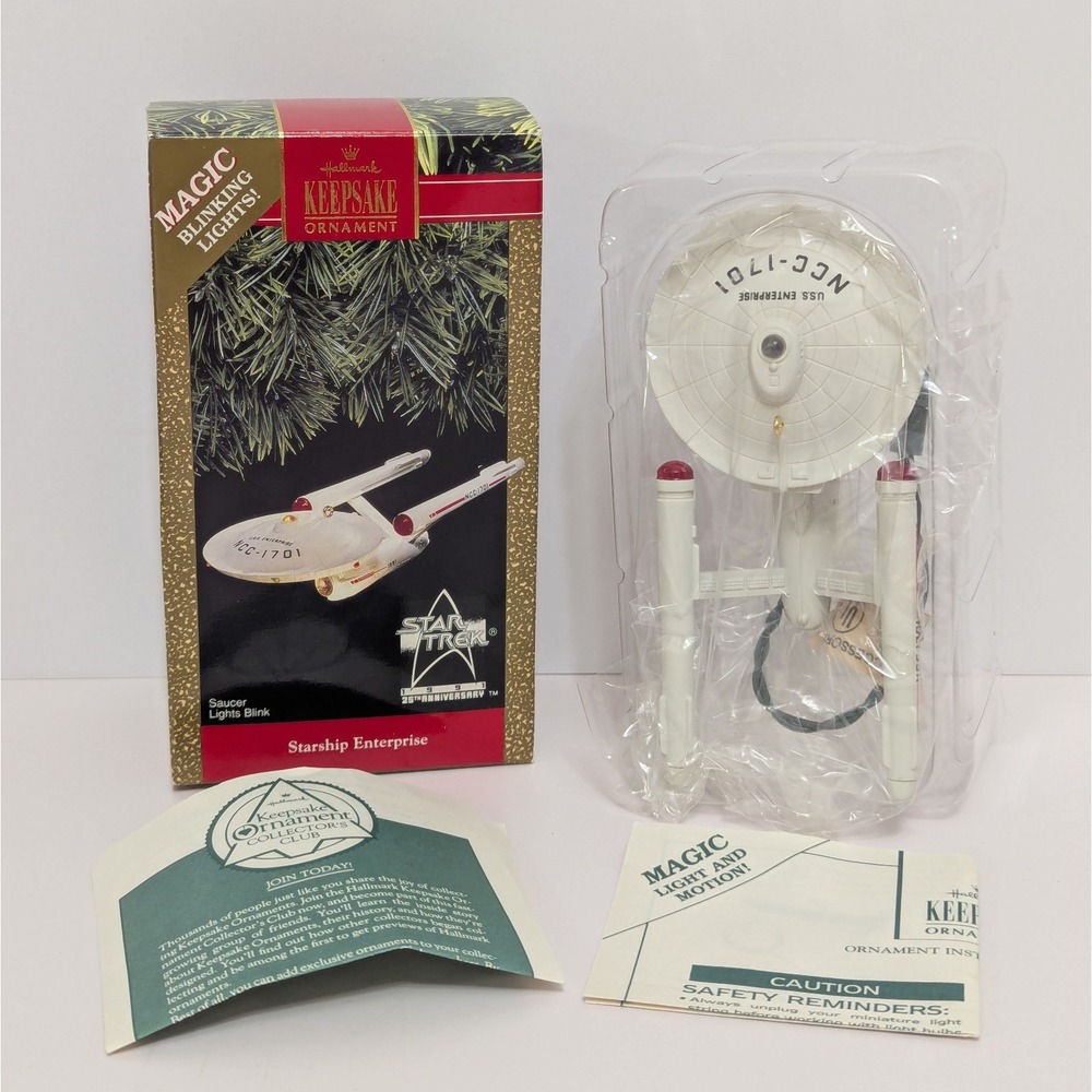 Hallmark Magic Lights Star Trek Starship Enterprise 1991 25th Ann. Ornament NIB
